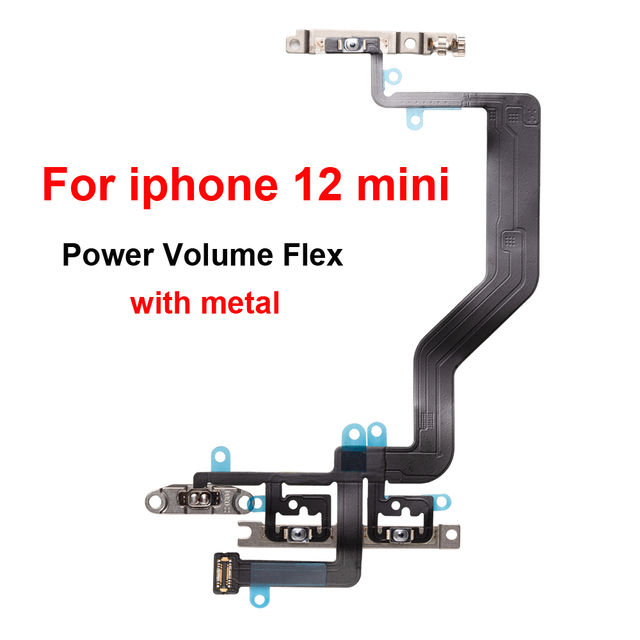 Power Button & Volume Button Flex Cable For iPhone 12 Mini Power Flex with Metal Holder For iPhone 12 Mini Mute Switch Power Volume Button Flex Repair Parts